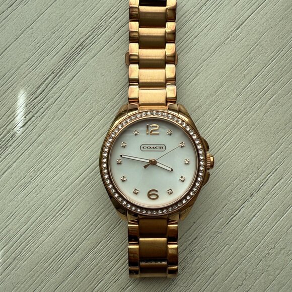 Coach Tristen Rose Gold Plated Stainless Steel Crystal Mother of Pearl Watch - Picture 11 of 14